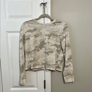 GAP Tan and Cream Fitted Cropped Long Sleeve